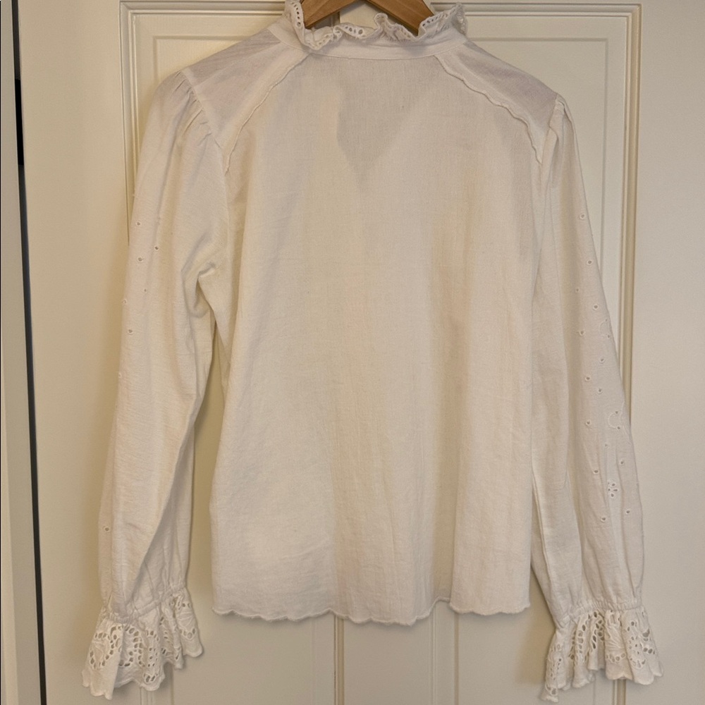 ba&sh White Eyelet Ruffle Button-Front Top - Picture 6 of 6